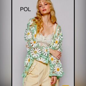 NEW! BP210-5💚POL perfection in Floral Crochet Cardigan w. Amazing mult…